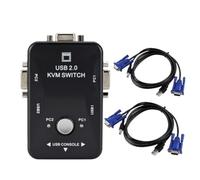 Hipzeepo Switcher KVM VGA SVGA USB 2.0 1920x1440 2 Porte Splitter Box con Due Cavi Switch