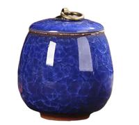 Hipzeepo Teiera Ceramica Portatile Mini, Contenitore per Tè Profumato Stile Dendrobium, Urna per Cremazione Animali Domestici, Barattolo, Conservazione Polvere, Unguento Blu Scuro