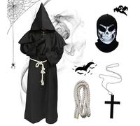 HIQE-FL Costume da Monaco Medievale, Sacerdote Accappatoio, Prete, Frate per Halloween Carnevale Rinascimentale Cosplay