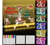 HIQE-FL Lavagna Acrilico LED,30x20cm Lavagna Luminosa per Messaggi,12 Penne a Colori,interruttore,7 Colori Regolabili,Scrivania,Scuola,Caffè,Ufficio