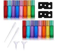 HIQE-FL Roll on Vuoto per Oli Essenziali 10 ml,Roller Oli Essenziali 10ml,Bottiglie a Rullo,Contenitori Cosmetici Vetro,Bottiglia Oli Essenziali,Bottiglia di Vetro (A)