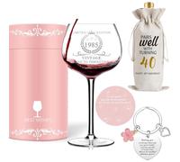 Hiqiku Bicchieri da vino vintage 1985, decorazione per il 40° compleanno per donne, festa della mamma, mamma, amici, figlia, sorella