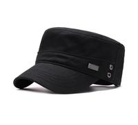 HIQIU Berretto militare, da uomo, unisex, vintage, militare, berretto militare, cappello da baseball da uomo, regolabile, in cotone, Nero , 56/60 cm