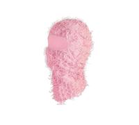 HIQIU Distressed Balaclava, passamontagna integrale per sci, maschera per il viso invernale, antivento, lavorato a maglia, per sci, per uomo e donna, rosa chiaro, M/L