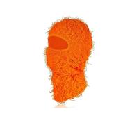 HIQIU Distressed Balaclava, passamontagna integrale per sci, maschera per il viso invernale, antivento, lavorato a maglia, per sci, per uomo e donna, Colore: arancione., M/L