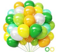 Hiquaty Palloncini verdi e gialli in lattice, 60 palloncini gialli da 30 cm, palloncini verdi con palloncini bianchi perlati, per compleanni, matrimoni, baby shower, decorazioni per feste