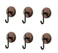 HIRAIDAI Ganci In Legno Confezione Da 6 Ganci Adesivi Resistenti E Senza Foratura Per Appendere Vestiti E Cappelli Dietro Le Porte - Colore Noce Nero Tipo J