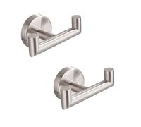 HIRAIDAI Gancio Adesivo Acciaio Inox Confezione Da 2 Ganci Doppi Per Asciugamani Da Bagno 10,3CM Dietro La Porta Del Wc - Argento