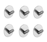HIRAIDAI Gancio Adesivo Acciaio Inox Confezione Da 4 Clip Per Scopa Da Bagno Da Parete Senza Foratura Da 4,5CM - Argento Rotondo - Gancio Obliquo