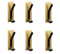 HIRAIDAI Gancio Adesivo Confezione Da 6 Ganci Per Ingresso Bagno In Metallo Antiforatura Da 8CM, Ganci Superiori E Inferiori, Nero E Oro