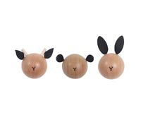 HIRAIDAI Gancio In Legno Simpatici Ganci Da Parete A Forma Di Testa Di Animale Da Cartone Animato, Ideali Per Riporre Oggetti In Soggiorno E Studio - Confezione Da 3