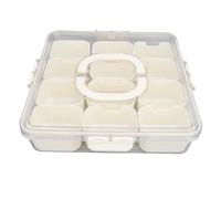 Hiraith 12 -compartimenti Diviso Vassoio da Servizio con Coperchio Trasparente - Organizzatore di Snack per Animali Domestici/ABS per Frutta, Noci e Spezie, Manico Portatile e Divisori