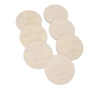 Hiraith 7 Pezzi Synthetic Wood Baby Monthly Milestone Cards, Oggetti Fotografici a Doppia Faccia da 10 Cm, Gravidanza Alla Memoria del Primo Anno Ricordo, Segni di Annuncio per il