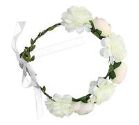 Hiraith Fascia per Capelli Regolabile con Floreale per Donna Morbida e Resistente per Matrimoni, Feste, Festival, Ghirlanda di Fiori Artificiali Accessorio per Capelli (Bianco)