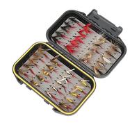 Hiraith Kit di Mosche per Pesca a Mosca Professionale e Durevole da 40 Pezzi con Scatola per Appassionati di Pesca in Acciaio Inossidabile