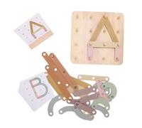 Hiraith Puzzle da Costruzione con Numeri e Lettere in Legno, Set di Giocattoli Puzzle da Costruzione, Gioco di Apprendimento di Forme Geometriche per Bambini con Picchetti e Blocchi,