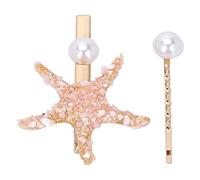 Hiraith Set di Fermagli per Capelli con Finte Perle di Stelle Marine, Eleganti Accessori per Capelli per Ragazze e Donne Che Si Vestono Quotidianamente (Rosa chiaro)