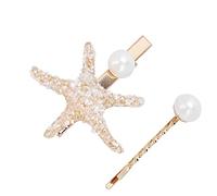 Hiraith Set di Fermagli per Capelli con Finte Perle di Stelle Marine, Eleganti Accessori per Capelli per Ragazze e Donne Che Si Vestono Quotidianamente (Bianco)