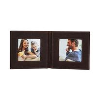 Hiram Cornice portafoto in pelle retrò realizzata a mano pieghevole doppia cornice per tavolo design decorativo per la casa