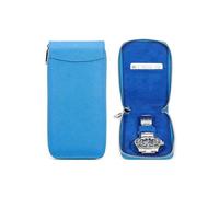 Hiram Custodia da viaggio per 1 orologio, in pelle saffiano, portatile, con cerniera, organizer per orologi (celeste)