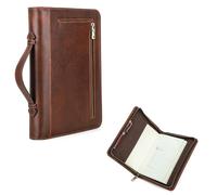 Hiram Custodia in pelle per notebook A5 da viaggio in pelle con cerniera per notebook A5 con maniglia per il trasporto e custodia per cellulare