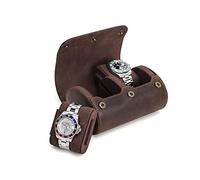 Hiram - Custodia in vera pelle per orologio da viaggio in vera pelle fatta a mano, con slot per cuscino flessibile, design di montaggio (CF1137Coffee)