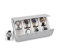 Hiram Organizer per Orologio da Viaggio Vera Pelle Saffiano Scatola Porta Orologi (Grigio)