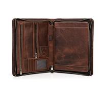 Hiram, Padfolio, cartella business multifunzione fatta a mano in pelle italiana per iPad Pro 11", con porta blocco per appunti, organizzatore in stile vintage per conferenze e lavoro