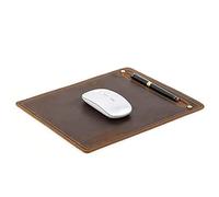 Hiram - Tappetino per mouse in vera pelle bovina, realizzato a mano, per la casa o l'ufficio