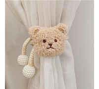 HIRHOEH 2 fermatenda, fermatenda per tende, con orsetto, corda, fermatenda per la cameretta dei bambini (beige)