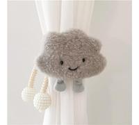 HIRHOEH 2 fermatenda per tende a forma di nuvole dei cartoni animati, fermatenda con corda, nuvole 3D, decorazione per la cameretta dei bambini, colore grigio