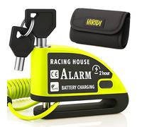 Hiridi Bloccadisco Moto Lucchetto Moto Antifurto con Allarme Sonoro 110DB Sensori Movimento - Impermeabile Resistente - Blocco Pressione 7mm con Accessori - 1,5 m Cavo Promemoria - Lucchetto Borsa.