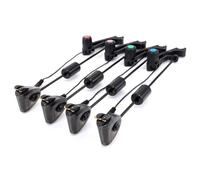 Hirisi Tackle Scambisti per pesca alla carpa, 4 pezzi, custodia protettiva, luci a LED, acciaio inox, indicatore di abboccato scambisti, accessori da pesca.