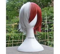 Hiro Akademia So Todoroki Shouto Cosplay Wigs Silver White And Red Synthetic Hair Wig + Wig Cap