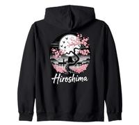 Hiroshima, Albero di ciliegio Giapponese in Fiore, Sakura Moonlight Felpa con Cappuccio