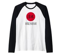 Hiroshima, Giappone - Maglietta Giapponese Rising Sun Maglia con Maniche Raglan