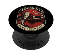 Hiroshima Pace & Resilienza Emblema Retro Giappone PopSockets PopGrip Adesivo
