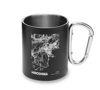 Hiroshima - Tazza in metallo con moschettone, motivo: mappa della città giapponese, tazza da campeggio
