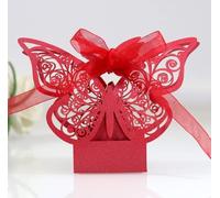 HIROYI 50/100 Pezzi Scatole per imballaggio a Forma di Farfalla d'oro con Taglio al Laser Scatole per imballaggio a Forma di Farfalla d'oro con Nastri Bomboniere per bomboniere