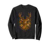 Hirsch con fiori Design - Nature Forest Vintage Look Felpa