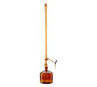 Hirschmann Duran - Titolatore senza biberon, rubinetto laterale in PTFE con rubinetto intermedio, classe B, vetro marrone, bianco graduato, capacità 10 ml, passo 0,02 ml, lunghezza scala 500 mm