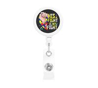 His Fight is My Fight Autism Porta badge retrattile Reel Clip Id Card Holder for Nurse Student Office Worker