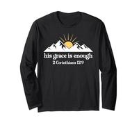 His Grace is Enough 2 Corinthians 12:9 Christian Bible Verse Maglia a Manica