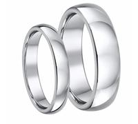 His & Hers Anelli Fedi Nuziali Zigrinati in Titanio 4&6mm Argento Profilo Court