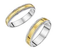 His & Hers Anelli Nuziali In Oro Giallo 9ct Bianco Pattern 4mm 6mm