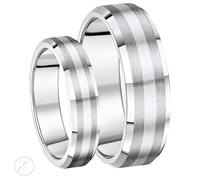 His Hers Anelli Nuziali In Titanium 5&7mm Argento Con Bordo Smussato