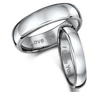 His & Hers Anello Nuziale In Titanio 4 & 6mm Inciso ''I Love You''