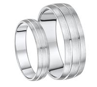 His & Hers Anello Nuziale Sterling Silver 5 & 6mm Pesante Doppia Gola