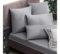 Hisar Home Stanley Hamilton Hisar Cottage Collection - Lenzuolo con angoli in 100% cotone egiziano, 300 fili, per letto singolo, matrimoniale, king e super king, Grigio/Lino, Super King Size