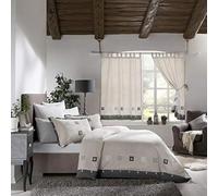 Hisar Home Stanley Hamilton Hisar Cottage Collection-Set di Biancheria Composto da Copripiumino e federe, per Letto Singolo, Matrimoniale, Super King-Size, Grigio/Lino